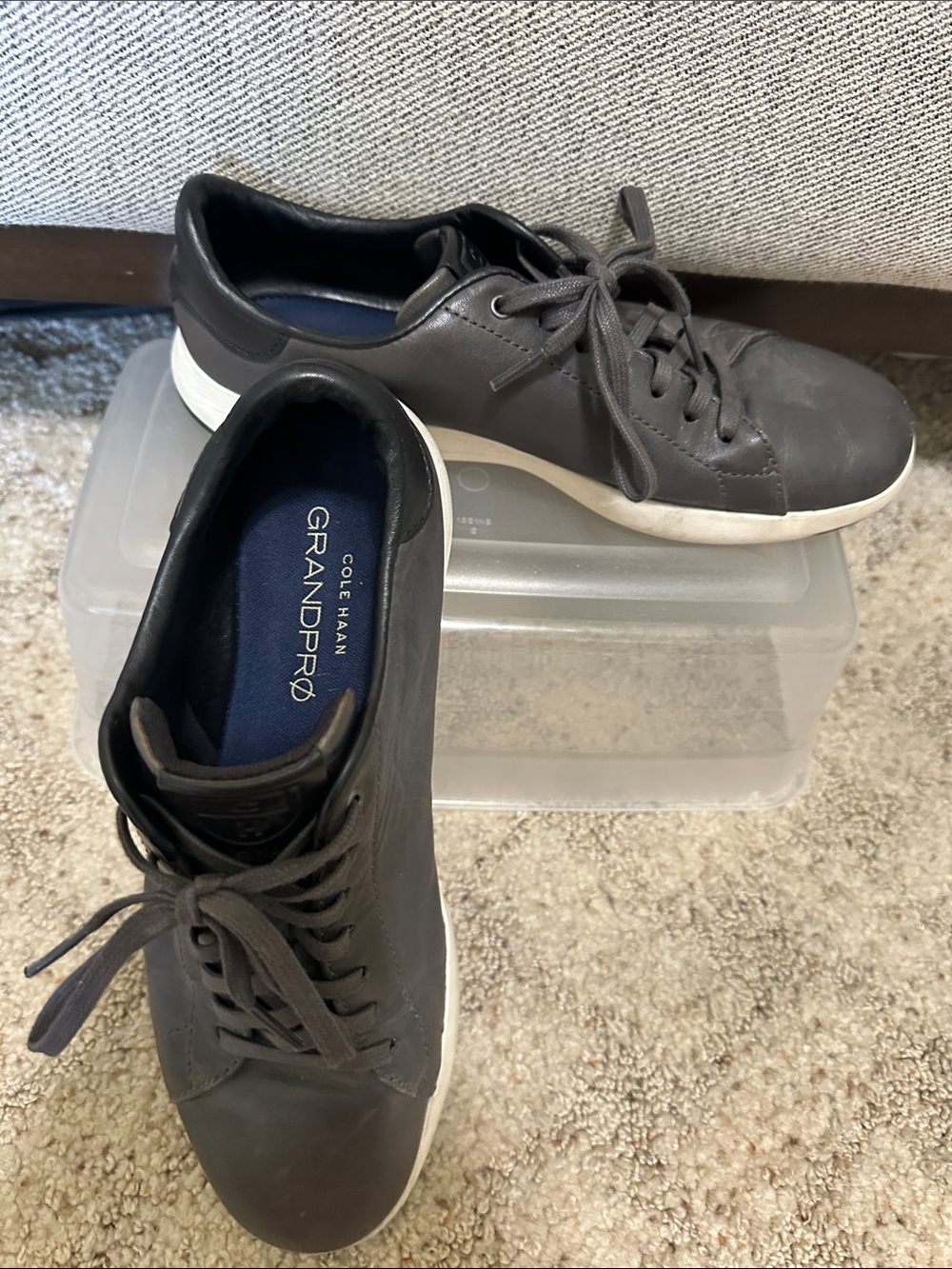Cole Haan gray  Leather Low-Top Sneakers with White Sole